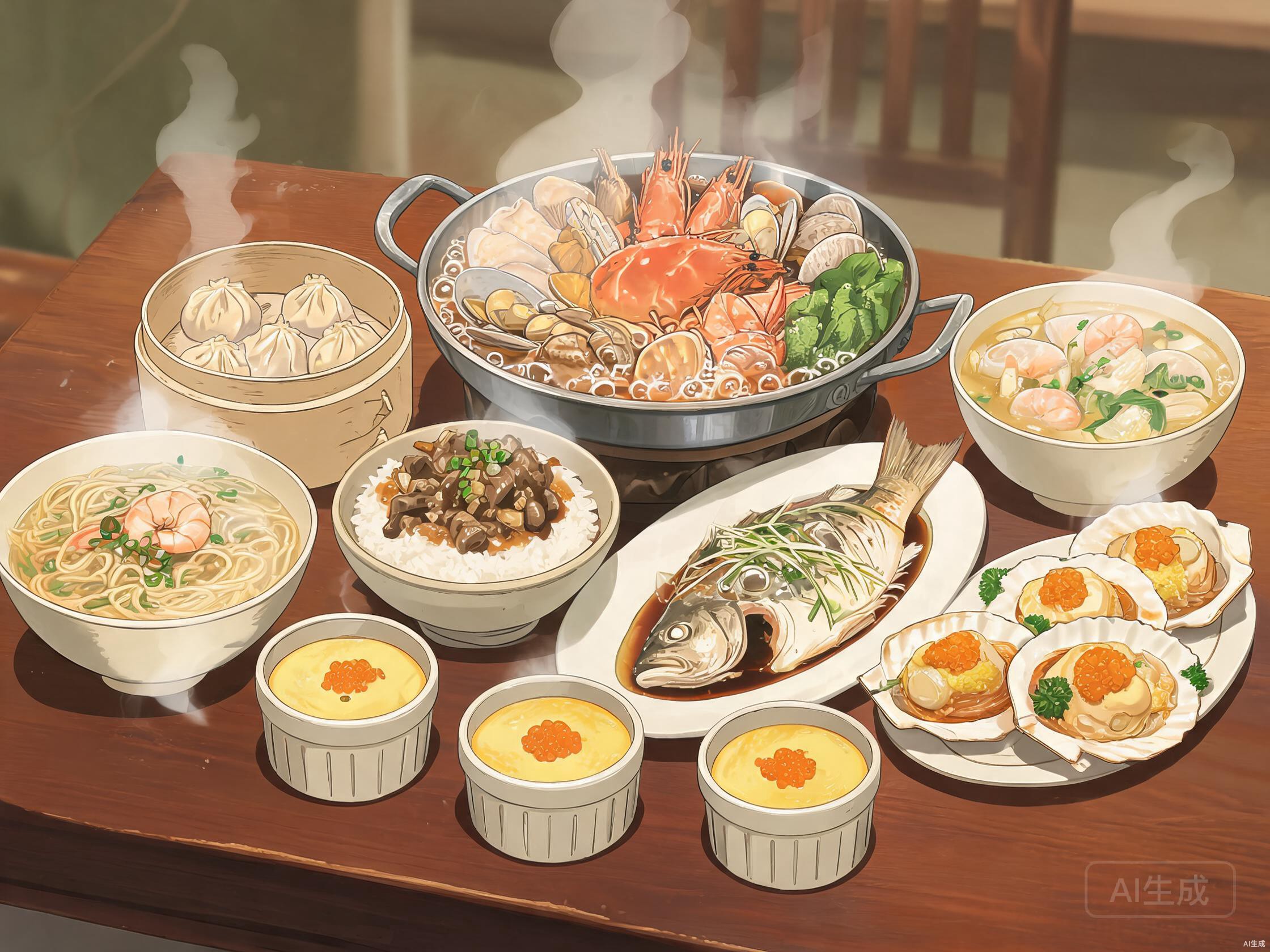 海鲜美食动漫插画
